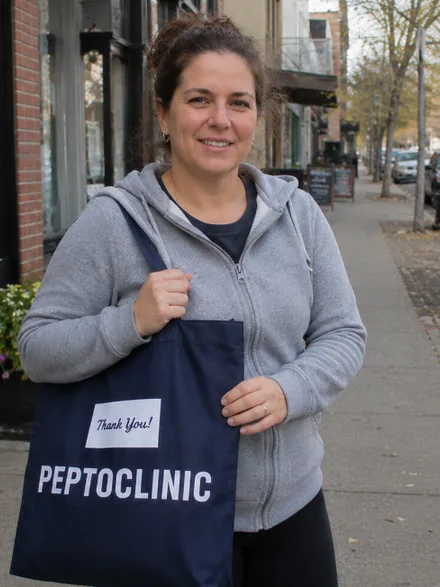Jessica, a PeptoClinic customer, with the order they received
